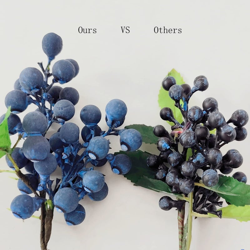 DS.DISTINCTIVE STYLE DS. DISTINCTIVE STYLE Artificial Blueberries 4 Pieces Lifelike Faux Fruit Berries Fake Flowers for Decoration (Blue) - Image 3